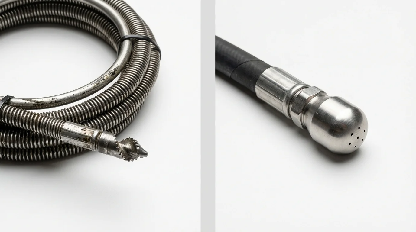 Drain snake cable and hydro jetting nozzle used for drain cleaning in Lihue, HI