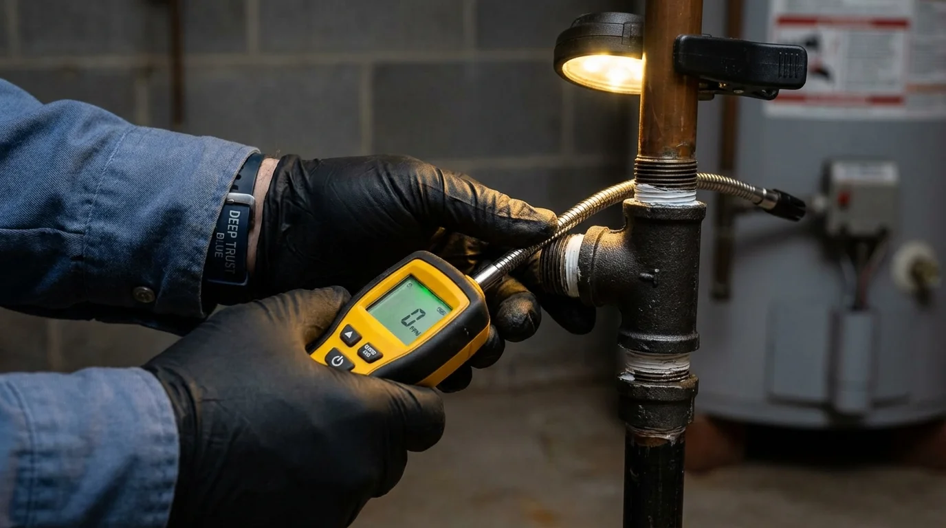 Gas leak detection with electronic sniffer by Johns Plumbing LLC in Lihue