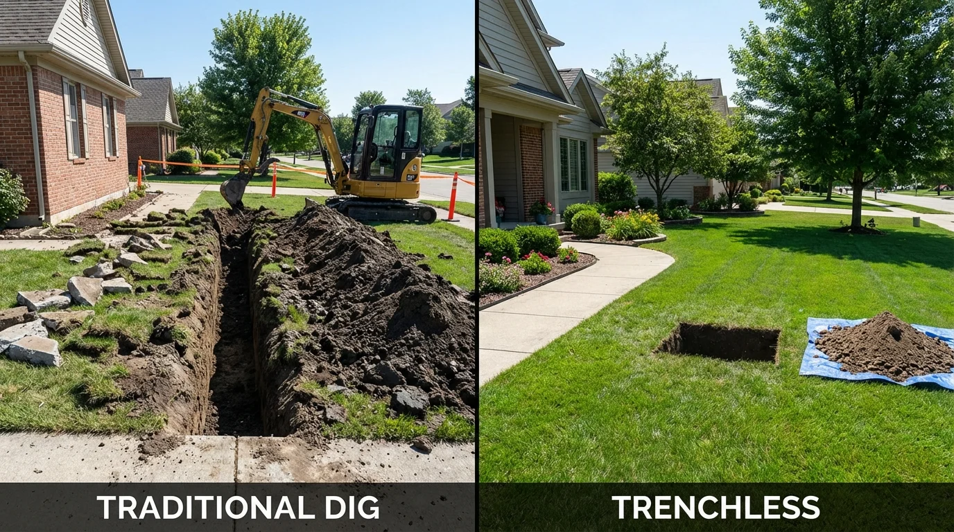 Trenchless sewer repair with minimal yard damage versus traditional excavation in Lihue, HI